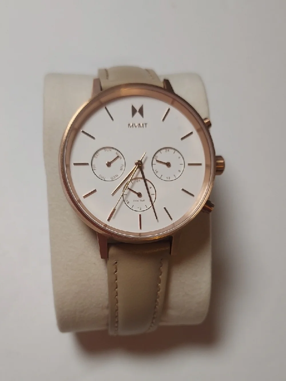 MVMT Rose gold Watch With Beige Leather Strap Chronograph Watch